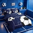 thumbnail image 2 of meiyoeat Football Ball Games 7 Pieces Full Size Bedding Sets For Boys,Soccer Sport Theme Full Size Bed in a Bag For Kids,Navy Blue Reversible, 2 of 7