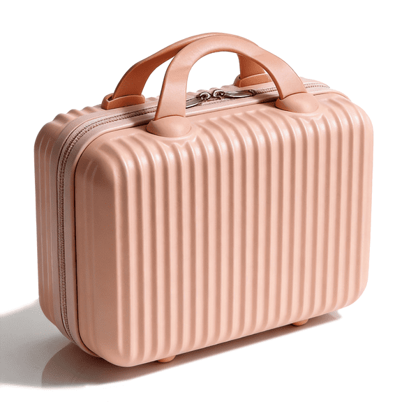 GARITIN Hard Shell Makeup Case, Travel Cosmetic Organizer with Dividers, Beauty Case with Luggage Strap, Pink