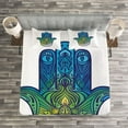 thumbnail image 3 of Ambesonne Evil Eye Quilted Bedspread Set 3 Pcs, Vibrant, King Size, Blue Green Yellow, 3 of 3