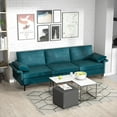 thumbnail image 2 of Costway Modern Linen Comfortable Backrest Cushions Standard Sofa with Pillows, Peacock Blue, 2 of 9