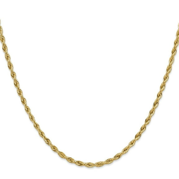 Auriga Fine Jewelry 10K Yellow Gold 3 mm Semi-Solid Rope Chain Necklace for Women 16"