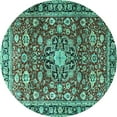 thumbnail image 1 of Ahgly Company Indoor Round Persian Turquoise Blue Traditional Area Rugs, 7' Round, 1 of 4