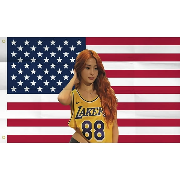 America Flag Banner 3x5 Ft,Lakers Kpop Flag Tapestry for Bedroom Living room dorm wall with Brass Grommets,Gift Ideas for Fear not
