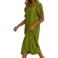 thumbnail image 5 of Edvintorg Women's Summer Dresses Striped Boho Crew Neck Cold Shoulder Loose Fit Casual Long Dress with Pockets Sundresses for Women Green S, 5 of 6