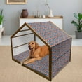 thumbnail image 2 of Fox Pet House, Doodle Style Flowers and Hearts with Abstract European Forest Animal Pattern, Outdoor & Indoor Portable Dog Kennel with Pillow and Cover, 5 Sizes, Navy Blue Orange, by Ambesonne, 2 of 4