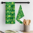 thumbnail image 3 of Lucky Shamrock Kitchen Towel Dish Cloths Set of 3, Microfiber Soft Kitchen Hand Towels, St. Patrick's Day Spring Plants Green Stripes Absorbent Quick Drying Dishcloths 18 x 28 Inches, 3 of 8