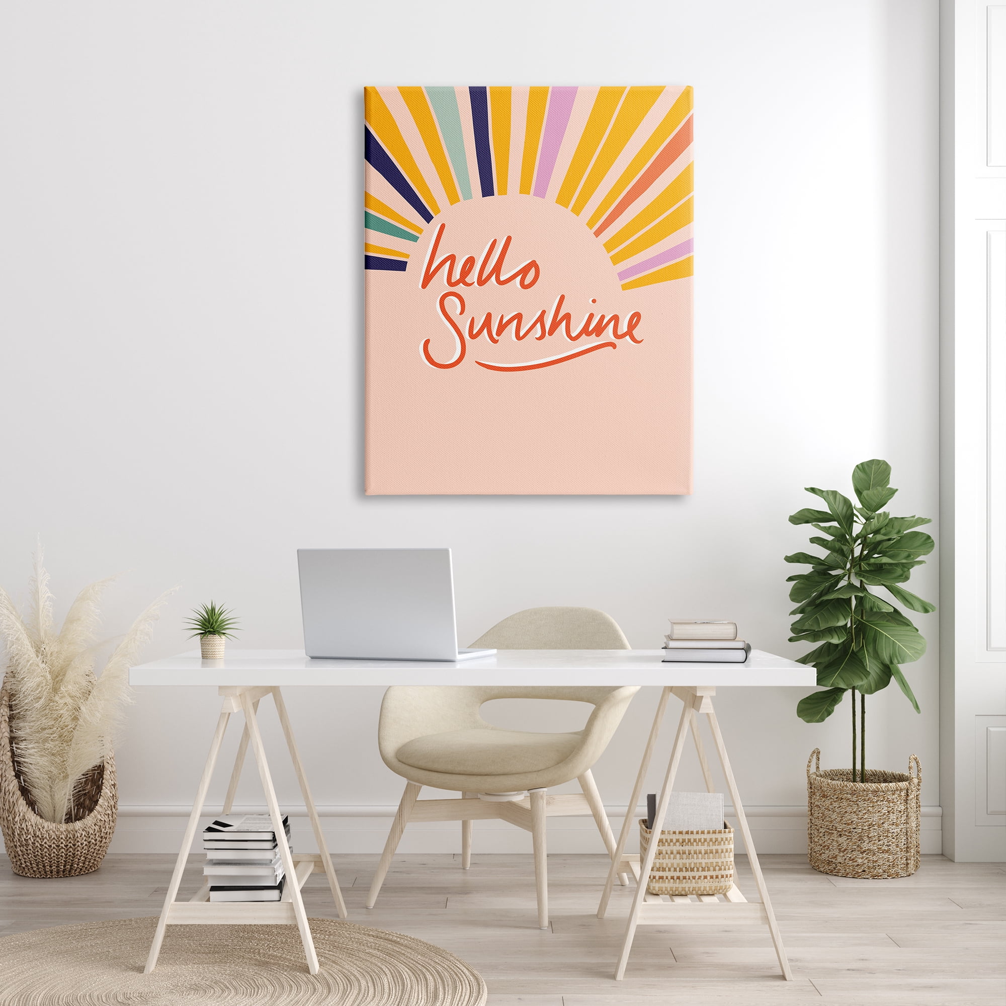 Stupell Industries Hello Sunshine Exclamation Sunrise Rainbow Rays, 36 x 48, Designed by Heather McLaughlin