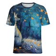 thumbnail image 5 of Nine Tailed Fox Chasing Butterfly Womens Tops Women's Fashion Casual Short Sleeve Flower Print Round Neck Pullover Top Blouse, 5 of 6