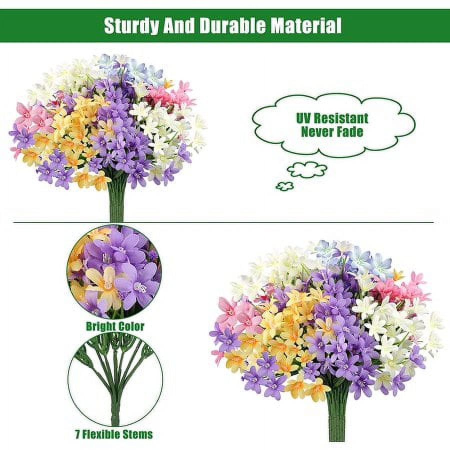 ZOELNIC Artificial Daffodils Flowers, 10 Bundles Fake Flowers with Stems, UV Resistant No Fade Plastic Plants Faux Flowers Bouquet for Indoor Outdoor Home Garden Decoration