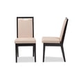 thumbnail image 4 of Baxton Studio Octavia Modern and Contemporary Sand Fabric Upholstered and Dark Brown Finished Wood 2-Piece Dining Chair Set, 4 of 9