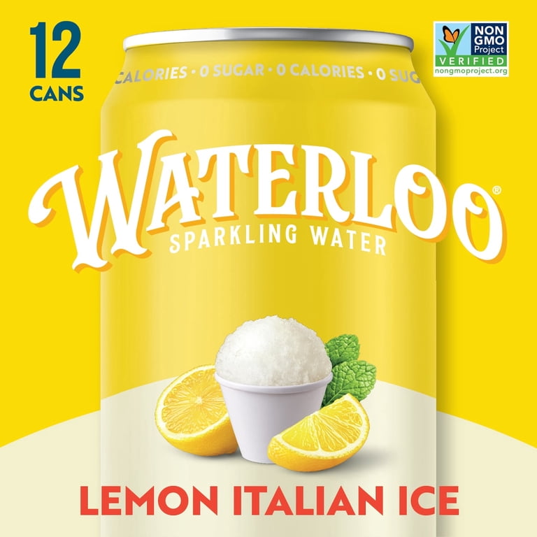 Waterloo Lemon Italian Ice Sparkling Water, 12 fl oz, 12 Pack photo 5
