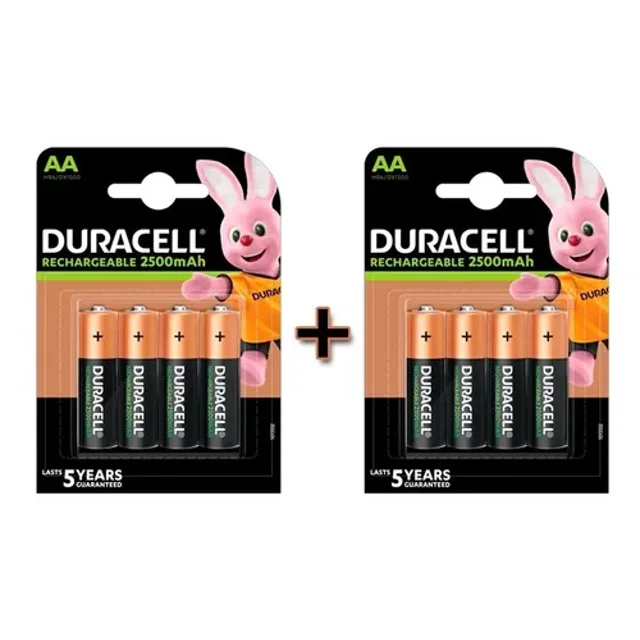 Pilas Recargables Duracell Aa (2 Blister De 4 Pilas 2500mah)