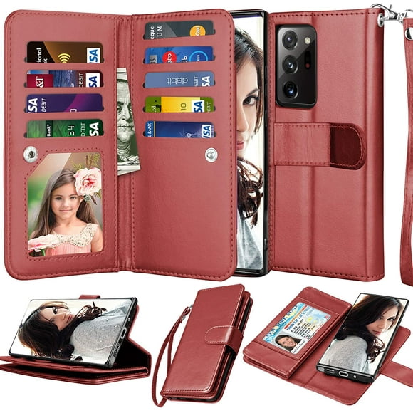 Njjex Galaxy Note 20 Cas, pour Samsung Note 20 5G Étui Portefeuille, [9 Fentes pour Cartes] PU Cuir ID Crédit Titulaire Folio Flip