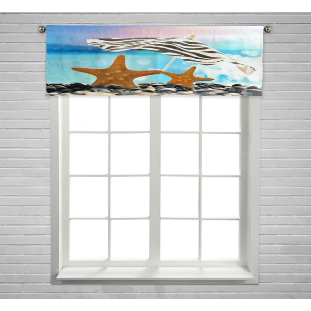 ABPHQTO Estrella de mar Paraguas Verano Playa Ventana Cortina Valance Rod Pocke 45x130 cm