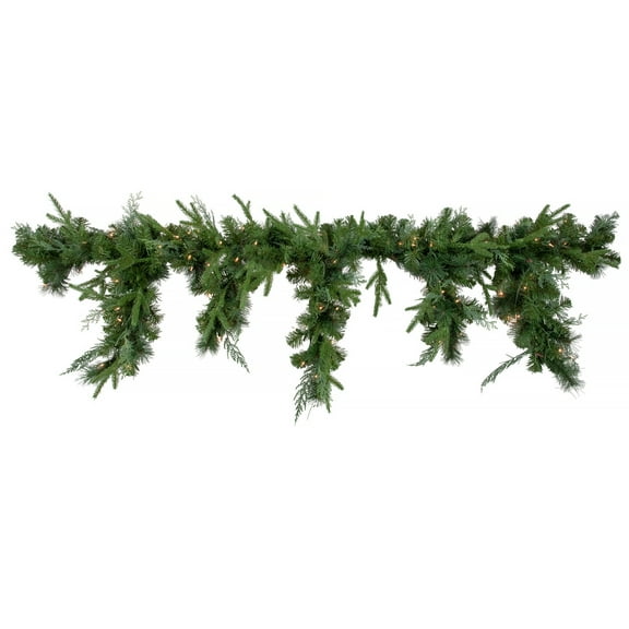 Northlight 6' x 18" Pre-Lit Mixed Pine Artificial Christmas Icicle Garland, Clear Lights