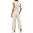 thumbnail image 5 of Mohiass Womens 2 Piece Sets Vacation Casual Mock Neck Track Suits Travel Summer Matching Sets Dressy Sleeveless Wide Leg Crop Pants Lounge Sets Beige 2XL, 5 of 6