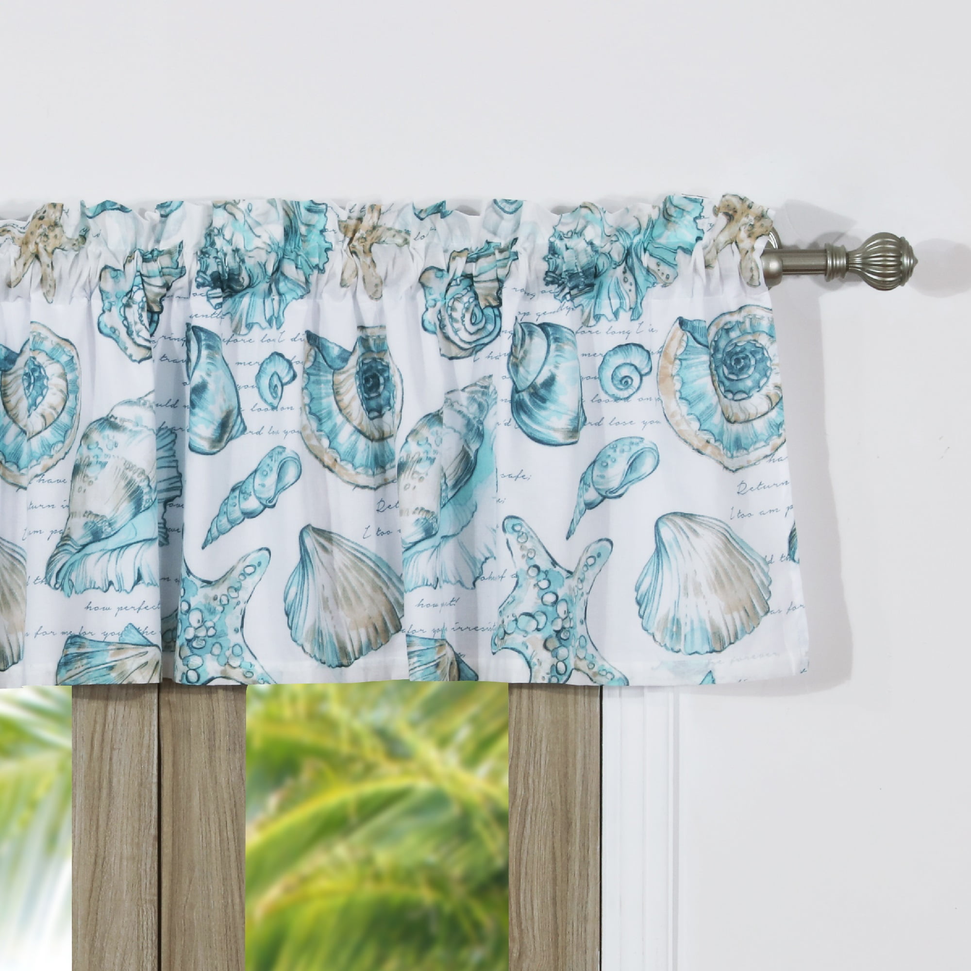 Beach Sea Shells Window Curtain Valance  Cotton fabric 42"W x 15"L 