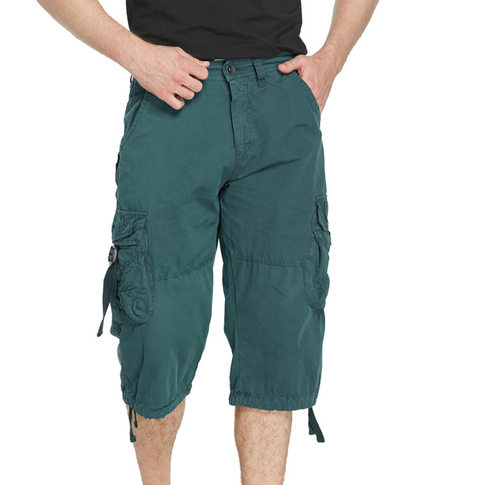 Short Cargo Homme - Taille Élastique, Multi-Poches, 100% Polyester - Décontracté, Randonnée, Travail, Grandes Tailles Jusqu'au XXXXXXL