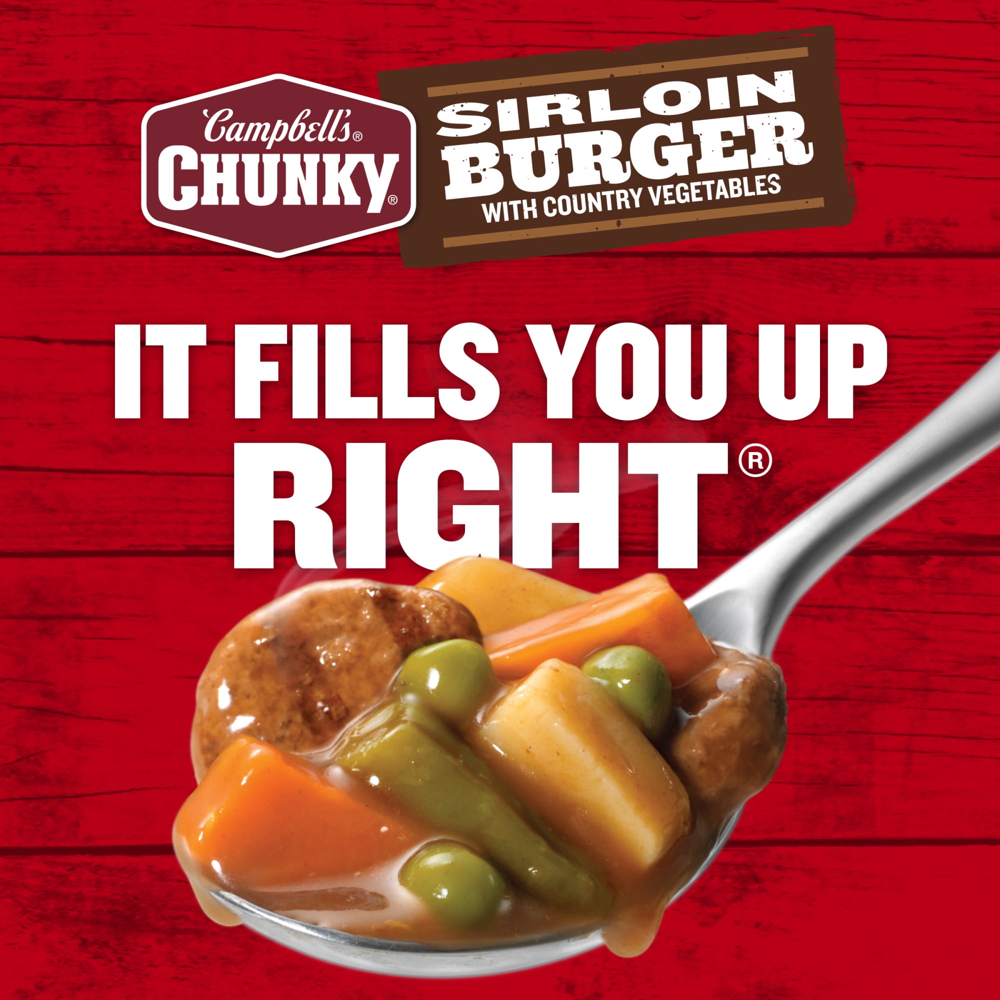 (12 pack) Campbell’s Chunky Sirloin Burger Vegetables Beef Soup, 18.8 oz Can