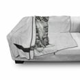 thumbnail image 2 of Kitty Soft Flannel Fleece Throw Blanket, Pattern of Single Animal Staring Straight into the Camera, Cozy Plush for Indoor and Outdoor Use, 70" x 90", Charcoal Grey Pale Taupe, by Ambesonne, 2 of 5