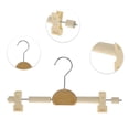 thumbnail image 3 of Percha para pantalones Unique Bargains de 2 piezas con clips y gancho de círculo de madera color beige, 3 of 5