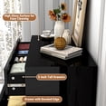 thumbnail image 3 of ChVans 6 Drawer Dresser for Bedroom, 44.7" Tall 31.5" Wide Modern High Gloss Black Dresser with Wood Chest of Drawer Handle Free, Long Dresser for Bedroom, Living Room, Entryway, Hallway, 3 of 9