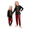 thumbnail image 5 of Yuaguia Family Christmas Matching Pajamas Set, Wish You a Merry Christmas Tree Letter Print Long Sleeve Tops and Red Black Plaid Pants, Holiday Sleepwear, Kids 9 Years, 5 of 7