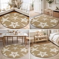 thumbnail image 4 of Round Area Rugs 3.3Ft, Beige Brown Starfish Coastal Non-Slip Circle Rugs Carpet, Nautical Summer Ocean Abstract Art Indoor Outdoor Rug Floor Mats Throw Runner for Bedroom Living Room Bathroom, 4 of 8