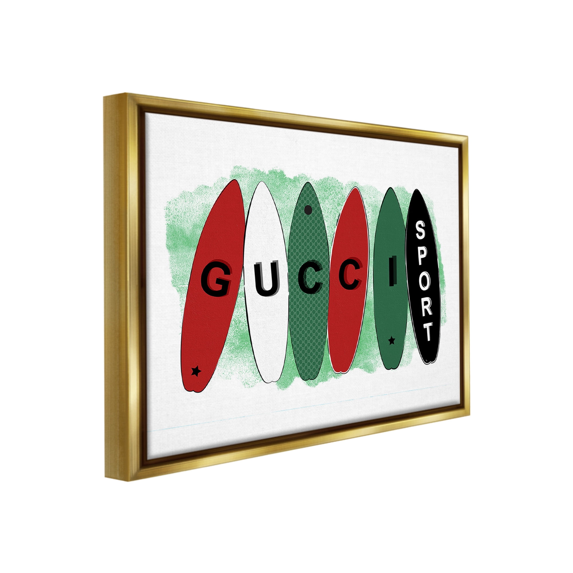 Stupell Industries Stylish Glam Surfboards Beauty & Fashion Painting Gold Floater Framed Canvas Art Print Wall Art, 31 x 25