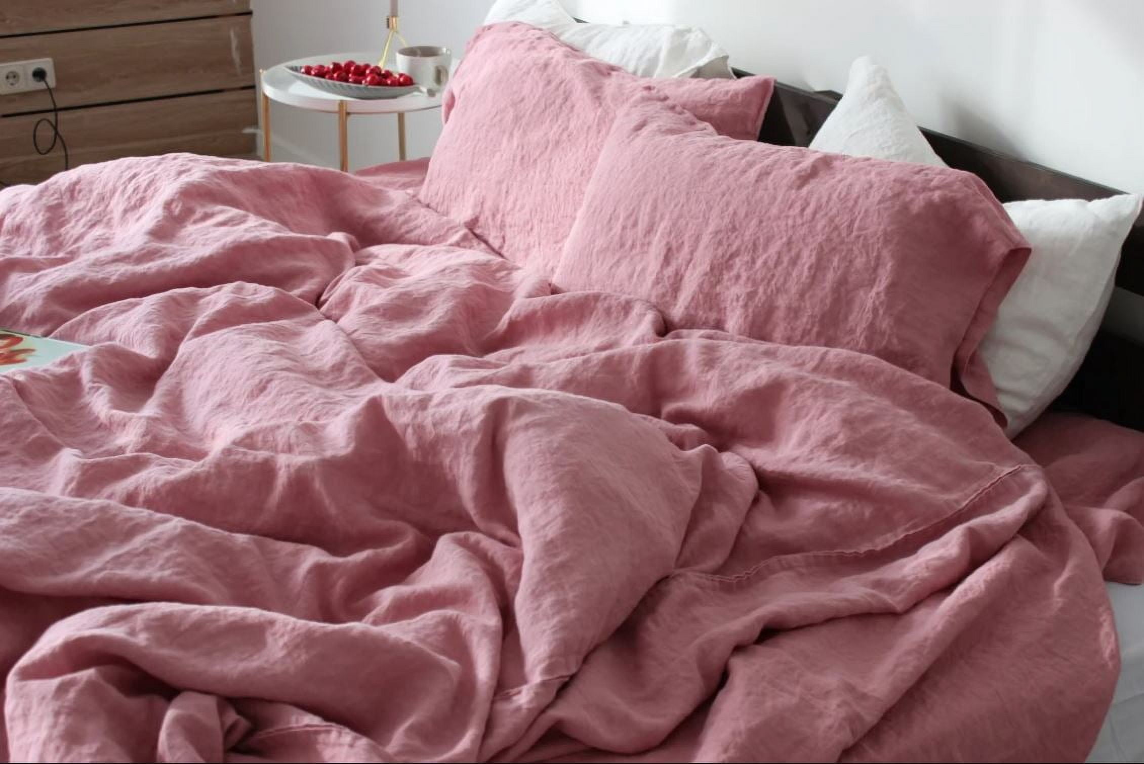 Pavish Export Cotton Duvet Cover in Dusty Pink Stonewashed Cotton Bedding Set Full