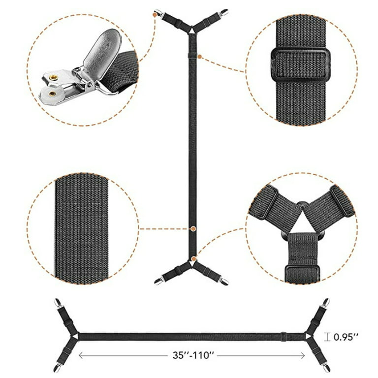 Harupink 1 Set 8 Claws Crisscross Adjustable Bed Fitted Sheet Straps  Suspenders Gripper Holder Fastener Clips Clipper