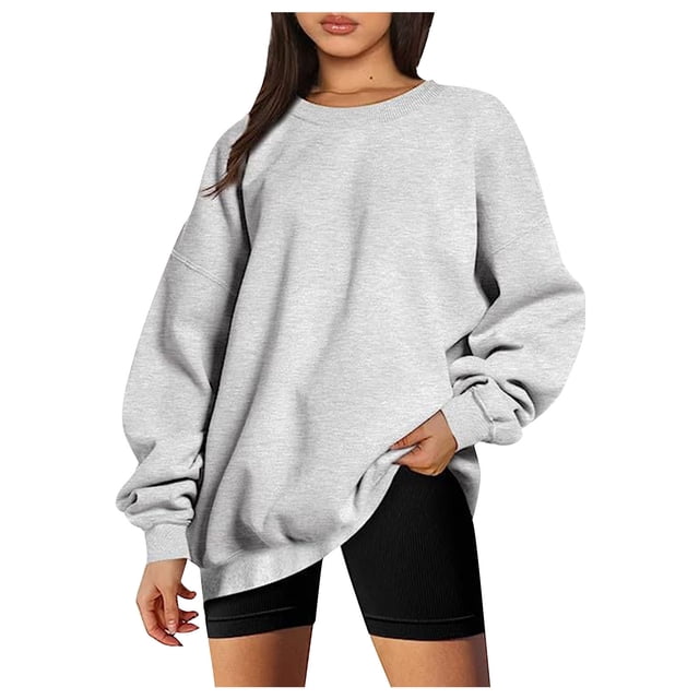 KIHOUT Spring Winter Womens Tops New Solid Color Long-sleeved Loose Large Size Casual Sweatshirt Pullover