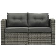 thumbnail image 5 of Cozyhom Gray Wicker Rattan Outdoor Loveseat,Patio Corner Sofa with Armrest and Dark Gray Cushion, 5 of 7