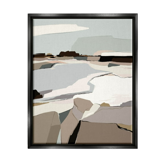 Stupell Industries Abstract Glattalp Reservoir Landscape Graphic Art Jet Black Floating Framed Canvas Print Wall Art, Design by Nikita Jariwala