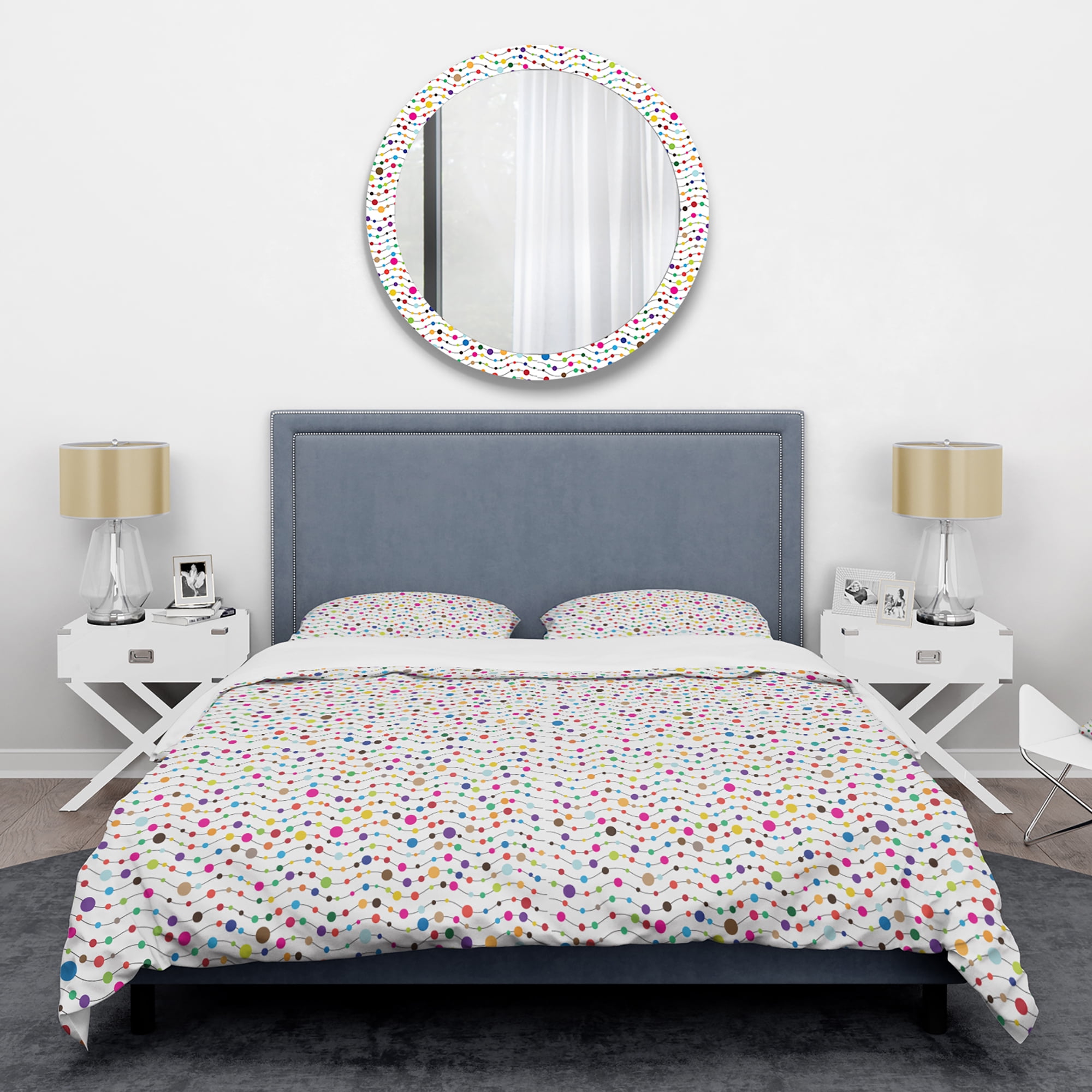 Designart 'Color Waves of Polka Dots' Mid-Century Duvet Cover Set