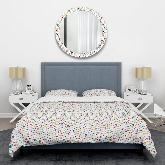 Designart 'Color Waves of Polka Dots' Mid-Century Modern Duvet Cover Set