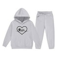 thumbnail image 5 of ATOGUTA Matching Girls Outfits Tracksuit Drop Shoulder Hoodie Sweatshirt and Sweatpants Joggers Set with Pockets Size 2T-14, Gray, 5 of 6