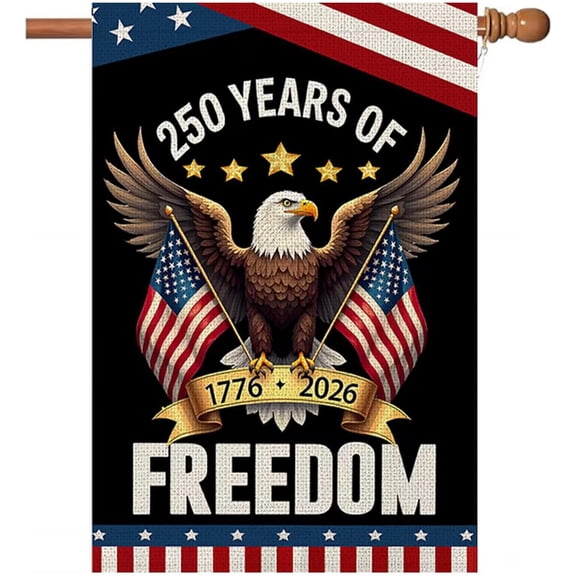 250 Years America Garden Flag, 250th Anniversary USA Patriotic Banner Double-Sided with Eagle Design, 1776-2026 Commemorative, 28 x 40 Inch