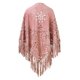 thumbnail image 5 of Bufanda poncho abierta con flecos de ante para mujer - Estampado perforado, poliéster, talla única - 190 cm de largo, 5 of 6