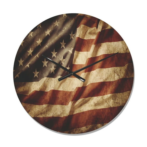 Designart 'American Flag Gradient' Modern Wood Wall Clock