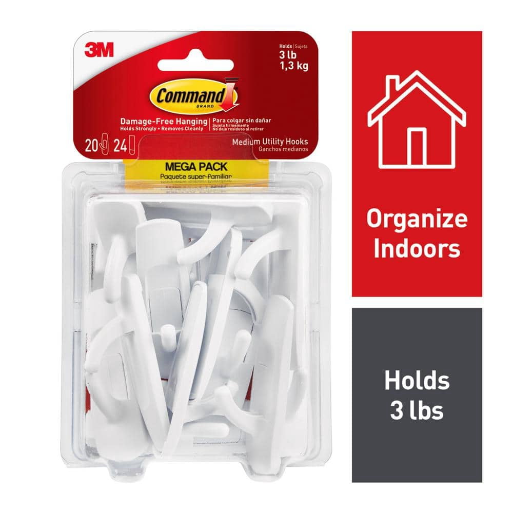 Command 17001-MPES Utility Hooks, Medium, 20-Pk. - Quantity 2