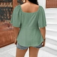 thumbnail image 3 of ECZHAW Womens Plus Size Tops Neck Short Sleeve Eyelet Embroidery Summer Loose Peplum Shirts, 3 of 6
