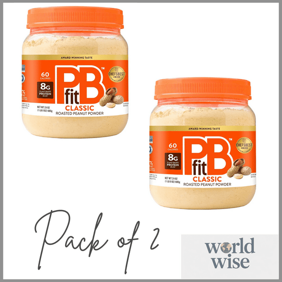 PBfit Classic Peanut Butter Powder, Roasted Peanut Powder, 24 oz ( Pack of 2 )