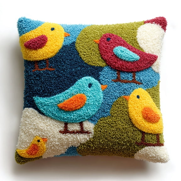 Latch Hook Kits Pillow Printed Cushion Animals Birds DIY Hook Latch Kit Pillowcase 17x17inch