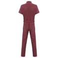 thumbnail image 4 of inhzoy Men's Short Sleeve Casual Coverall Mechanic Uniform Work Uniform Repairman Workwear Jumpsuit Burgundy L, 4 of 7
