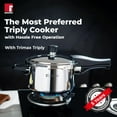 thumbnail image 2 of Trimax Triply Stainless Steel 6.5 Liters Outer Lid Pressure Cooker | Triply Bottom, For Healthy Cooking, Mirror Finish, Easy To Clean, Durable - Induction Base & Gas Ready, Silver, 5-year Warranty, 2 of 4