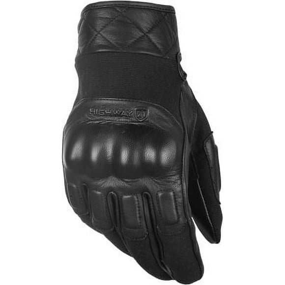 Highway 21 Revolver Men's Motorcycle Glove Goat Skin Leather Touch Screen Compatible Memory Foam Palm Black Size Medium
