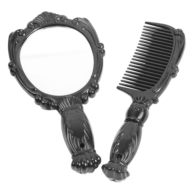 EeaseMX Juego de 2 espejos y peines vintage de mano, accesorios de peluquería