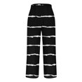 thumbnail image 5 of FRSASU Striped Pants for Women High Waisted Wide Leg Cotton Linen Trendy Beach Pull on Elastic Waist Casual Pants Black, 5 of 5