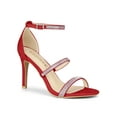 thumbnail image 1 of BLISSFUL STEP Women's Shoes Rhinestone Stiletto Heel Ankle Strap Sandals Red 9, 1 of 8